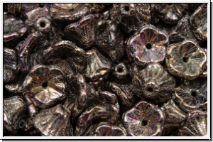 Bl�ten "Flower Cups", 5x7mm, black, op., vega luster, iris., 25 Stk.