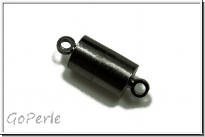 Magnetverschluss "Tonne", 16x6mm, hematitefb., Messing, 1 Stk.