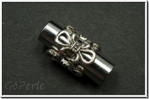 Magnetverschluss "S�ule mit Lilie", 20x10mm, antiksilberfb., Messing, 1 Stk.