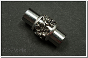 Magnetverschluss "S�ule mit Bl�mchen", 20x10mm, antiksilberfb., Messing, 1 Stk.