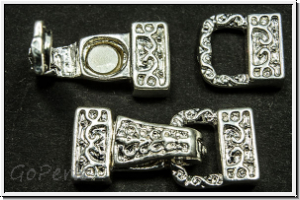 Fold over clasp "Ornament", 23x10mm, silberfb., Metall, 1 Stk.