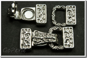 Fold over clasp "Ornament", 23x10mm, antiksilberfb., Metall, 1 Stk.