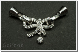 Fold over clasp "Schleife", 44x17mm, silberfb., Messing, 1 Stk.