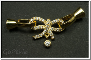 Fold over clasp "Schleife", 44x17mm, goldfb., Messing, 1 Stk.