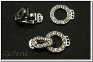 Fold over clasp "Kreis", 21x12mm, antiksilberfb., Messing, 1 Stk.