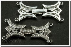 Fold over clasp "Madonna mit Zirkonen", 33x15mm, antiksilberfb., Messing, 1 Stk.