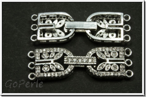 Fold over clasp "Hufeisen mit Zirkonen", 34x10mm, antiksilberfb., Messing, 1 Stk.