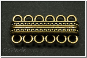 Magnetverschluss "Mehrstrang, Jumbo", 37x17mm, antikgoldfb., Metall, 6 �sen, 1 Stk.