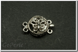 Federschlie�e "Butterfly", 16x11mm, antiksilberfb., Messing, 2 �sen, 1 Stk.