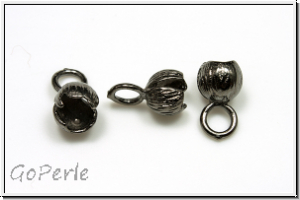 Crimpenden "Bl�tenknospe", 11x6mm, hematitefb., Messing, 2 Stk.