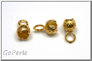 Crimpenden "Bl�tenknospe", 11x6mm, goldfb., Messing, 2 Stk.