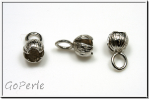 Crimpenden "Bl�tenknospe", 11x6mm, antiksilberfb., Messing, 2 Stk.
