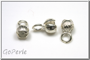 Crimpenden "Bl�tenknospe", 11x6mm, silberfb., Messing, 2 Stk.