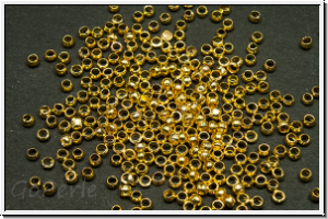 Quetschperlen, rund, ca. 1,3x2mm, goldfb., Messing, 50 Stk.