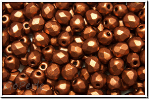 B�hm. Glasschliffperle, feuerpol., 4mm, copper, dk., met., satin, 50 Stk.