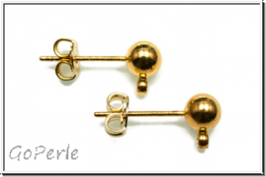 Ohrstecker "Kugel mit �se", 5mm, goldfb., Messing, 1 Paar