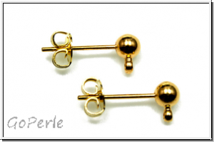 Ohrstecker "Kugel mit �se", 4mm, goldfb., Messing, 1 Paar