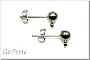 Ohrstecker "Kugel mit �se", 5mm, antiksilberfb., Messing, 1 Paar