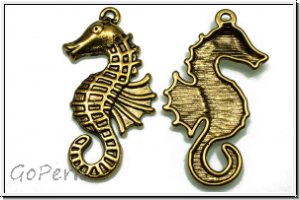 Anh�nger "Sea Horse", 38x20mm, antikgoldfb., Tibetsilber, 1 Stk.