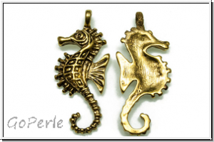 Anh�nger "Sea Horse", 29x12mm, antikgoldfb., Tibetsilber, 1 Stk.