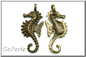 Anh�nger "Sea Horse", 29x12mm, antikmessingfb., Tibetsilber, 1 Stk.