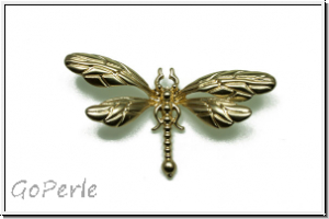 Anh�nger/Cabochon "Dragonfly 3D", 12x31mm, matt goldfb., Metall, 1 Stk.