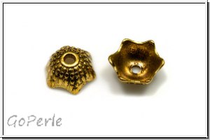 Perlenkappe "Kralle", 4x8mm, antikgoldfb., Tibetsilber, 10 Stk.