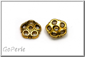 Perlenkappe "Kreise", 2x8mm, antikgoldfb., Tibetsilber, 10 Stk.