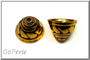 Perlenkappe (-cone) "Kranz", 10x15mm, antikgoldfb., Metall, 1 Stk.
