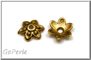 Perlenkappe "Pointed Flower", 2,5x10mm, antikgoldfb., Tibetsilber, 10 Stk.