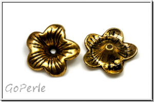 Perlenkappe "Geranium", 5x18mm, antikgoldfb., Tibetsilber, 1 Stk.