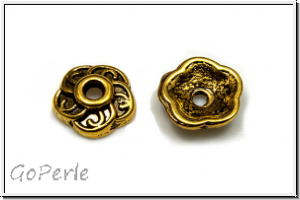 Perlenkappe "Overlapped", 9x3mm, antikgoldfb., Tibetsilber, 10 Stk.