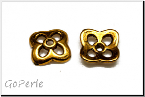 Perlenkappe "Flat Flower", 3x11mm, antikgoldfb., Tibetsilber, 10 Stk.