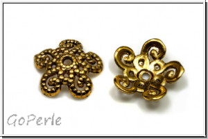 Perlenkappe "Seilhaken", 3x12mm, antikgoldfb., Tibetsilber, 10 Stk.