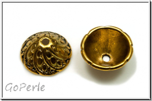 Perlenkappe "Drop Spiral", 10,5x5mm, antikgoldfb., Tibetsilber, 2 Stk.