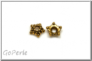 Perlenkappe "P�nktchenstern", 2x5mm, antikgoldfb., Tibetsilber, 10 Stk.