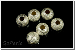 Silberperle "Kugel, diamantiert", 6mm, silberfb., 925er Silber, 1 Stk.