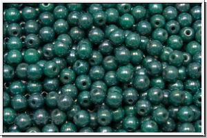 b�hm. Glasperle, rund, 3mm, turquoise, op., nebula, 50 Stk.