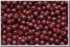 b�hm. Glasperle, rund, 3mm, red, coral, op., nebula, 50 Stk.