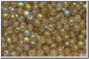 b�hm. Glasperle, rund, 3mm, crystal, trans., lemon AB, matte, 50 Stk.