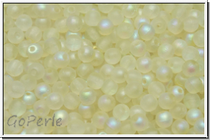 b�hm. Glasperle, rund, 3mm, crystal, trans., green AB, matte, 50 Stk.