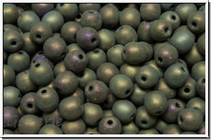 b�hm. Glasperle, rund, 4mm, brown, met., iris., matte, 50 Stk.