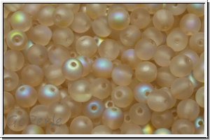 b�hm. Glasperle, rund, 4mm, crystal, trans., lemon AB, matte, 50 Stk.
