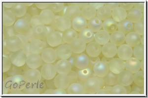 b�hm. Glasperle, rund, 4mm, crystal, trans., green AB, matte, 50 Stk.
