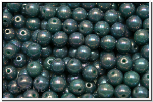 b�hm. Glasperle, rund, 4mm, turquoise, op., nebula, 50 Stk.