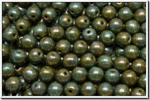 b�hm. Glasperle, rund, 4mm, olivine, op., nebula, 50 Stk.