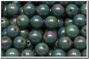 b�hm. Glasperle, rund, 6mm, mint, op., nebula, 25 Stk.