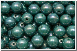 b�hm. Glasperle, rund, 6mm, Farbe, turquoise, op., nebula, 25 Stk.