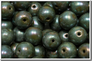 b�hm. Glasperle, rund, 8mm, olivine, dk., op., nebula, 10 Stk.
