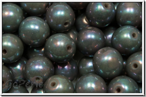 b�hm. Glasperle, rund, 8mm, grey, op., nebula, 10 Stk.